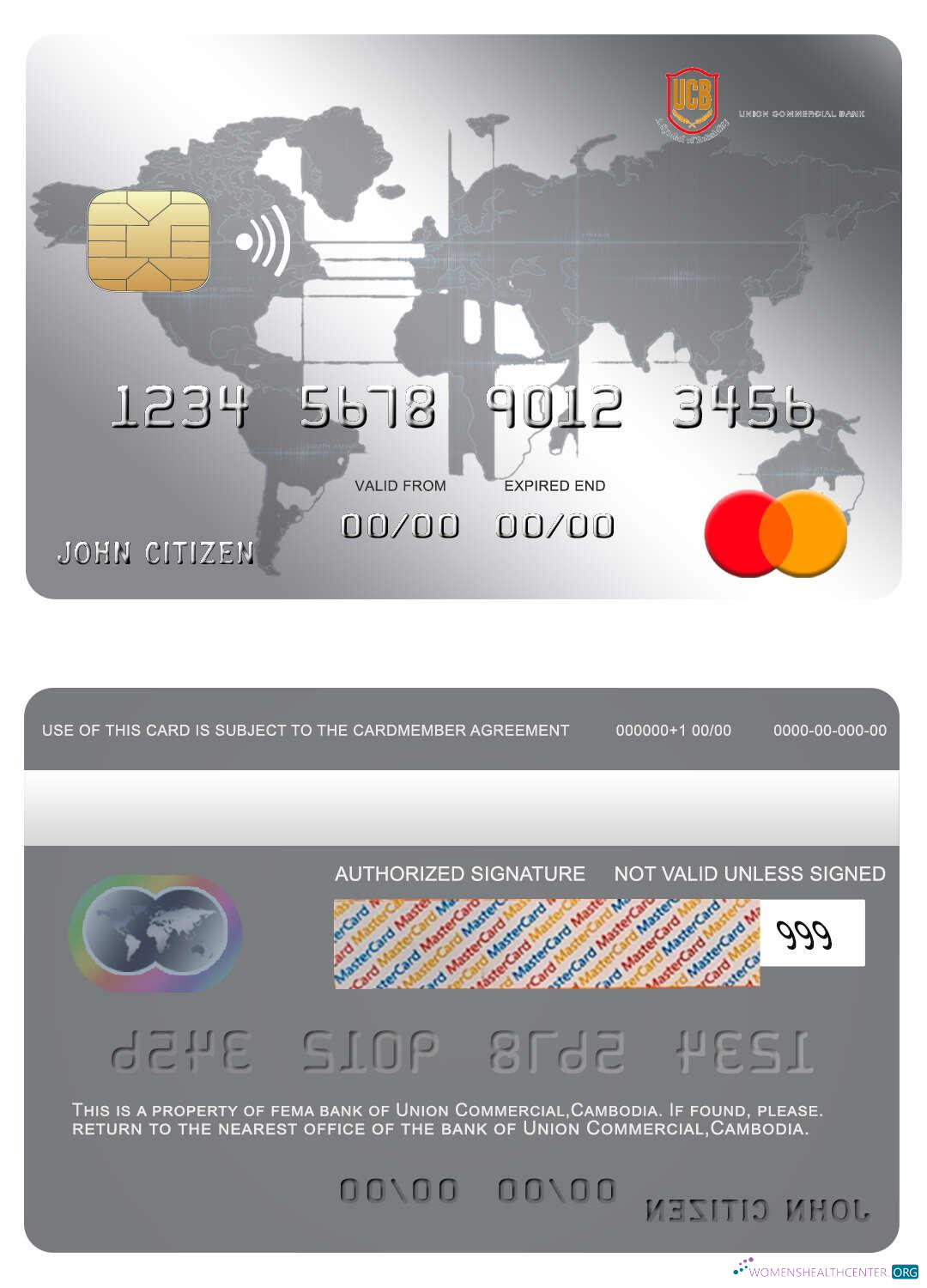 Download Cambodia Union Commercial bank mastercard Photoshop template